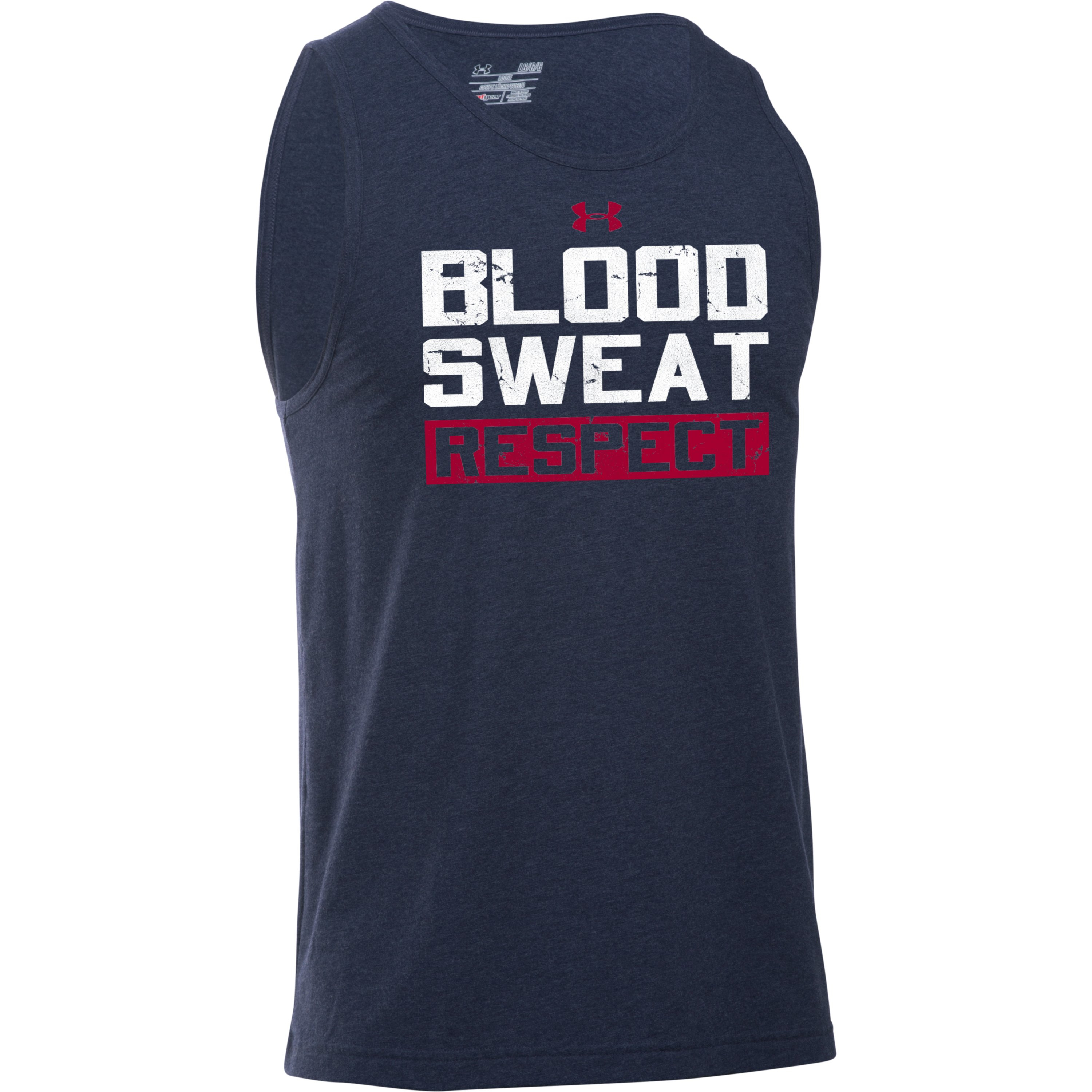 Under Armour Cotton Men's Ua X Project Rock Blood Sweat Respect Tank in Midnight Navy/ (Blue